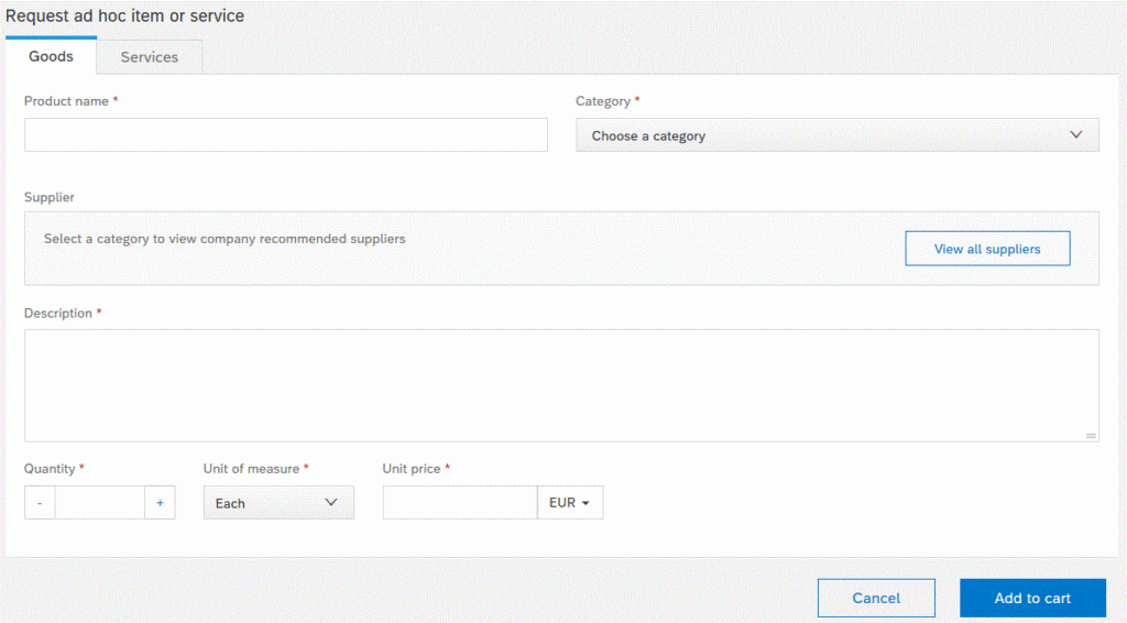Ariba Buying Adhoc form